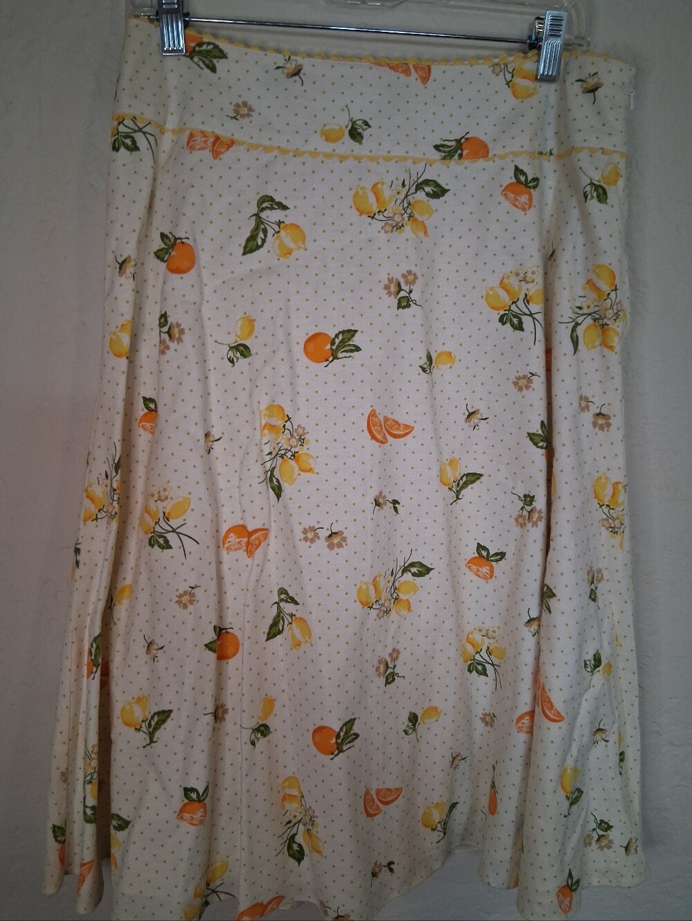 Liz Claiborne Women's Retro Novelty Lemon Oranges Print A-Line Skirt SZ 10